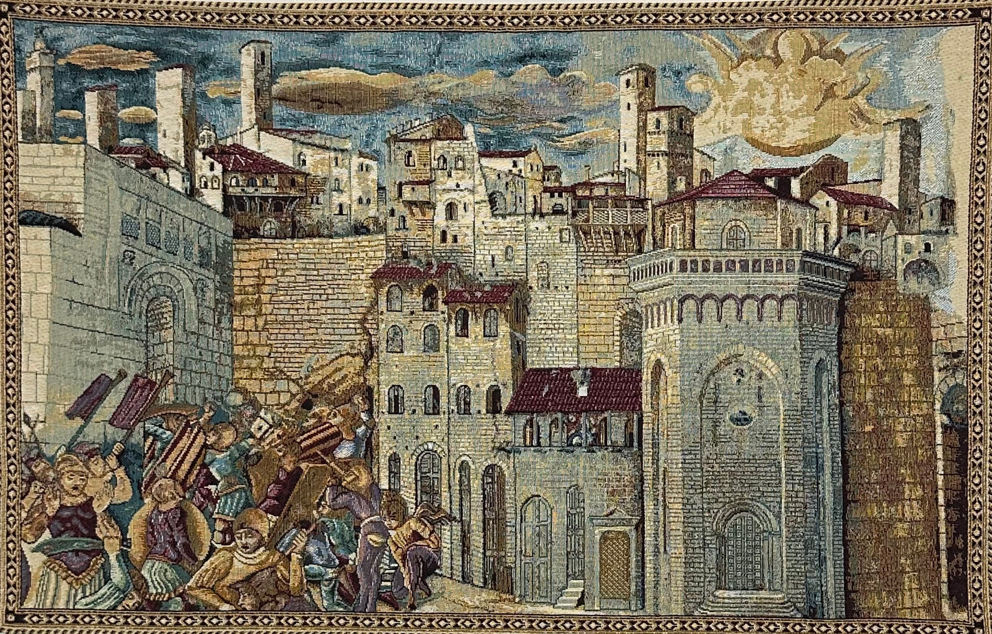 Arazzo : Presa di Perugia da parte di Totila foderato