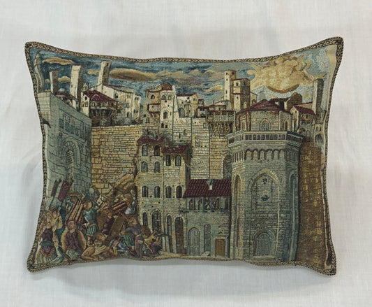 Cuscino con la storica presa di Perugia da parte di Totila.